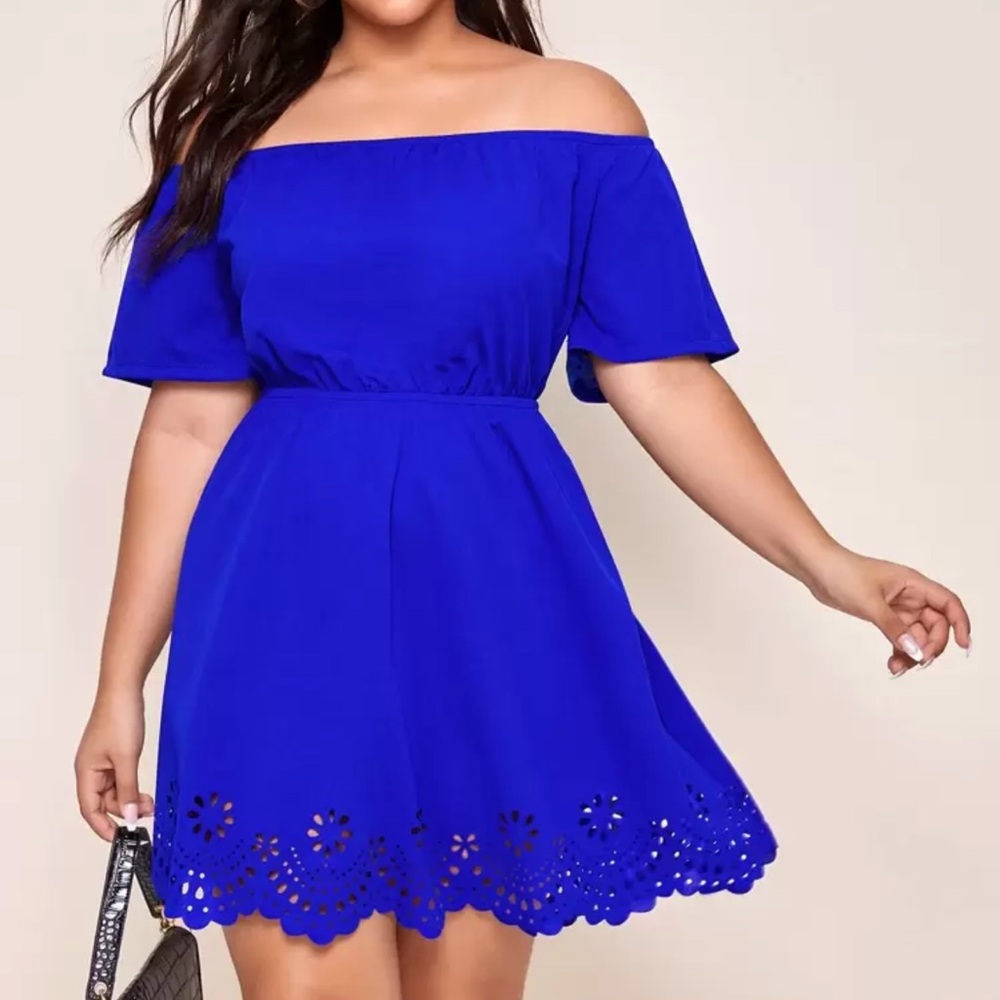 Elegant Off-Shoulder Blue Dress
